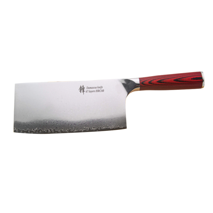 Damascus Steel Chopper – Red Wood Handle 7 inch