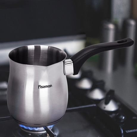 Hellenic Brew 810ml – Stainless Steel Greek Coffee Pot with Black Handle - Green Shop Online