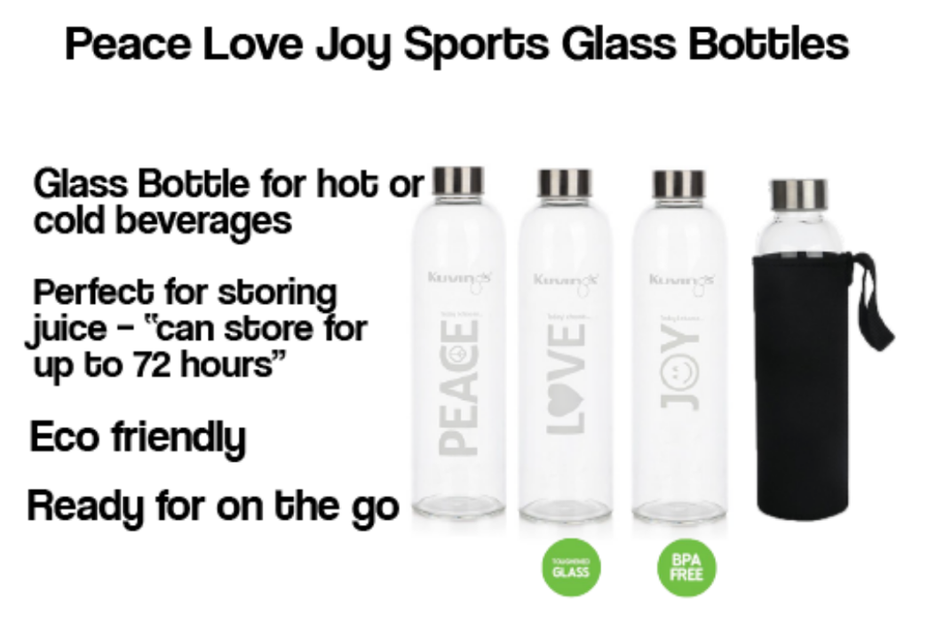 3 Pack of 1 Litre Glass Bottles with Stainless Steel Lid