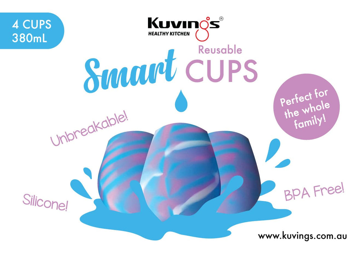 Reusable Silicone Smart Cups 4 pack - Blue Blend - Green Shop Online