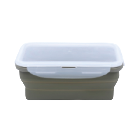 Large Silicone Rectangular Foldable Lunch Box - Khaki - Green Shop Online