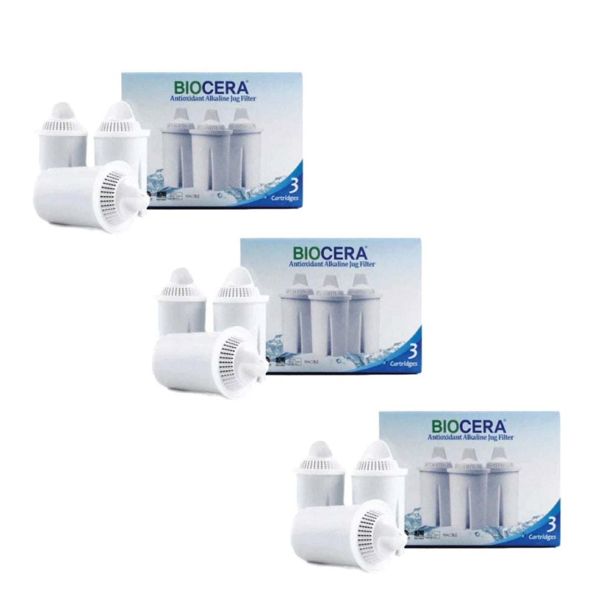 Biocera Antioxidant Alkaline Water Jug Filter Set of 3 Total of 9 filters - Green Shop Online
