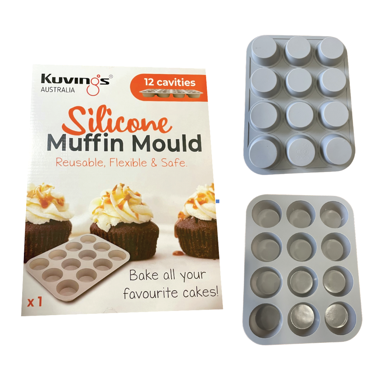 Silicone Muffin Pan - 12 Cup - Grey - Green Shop Online