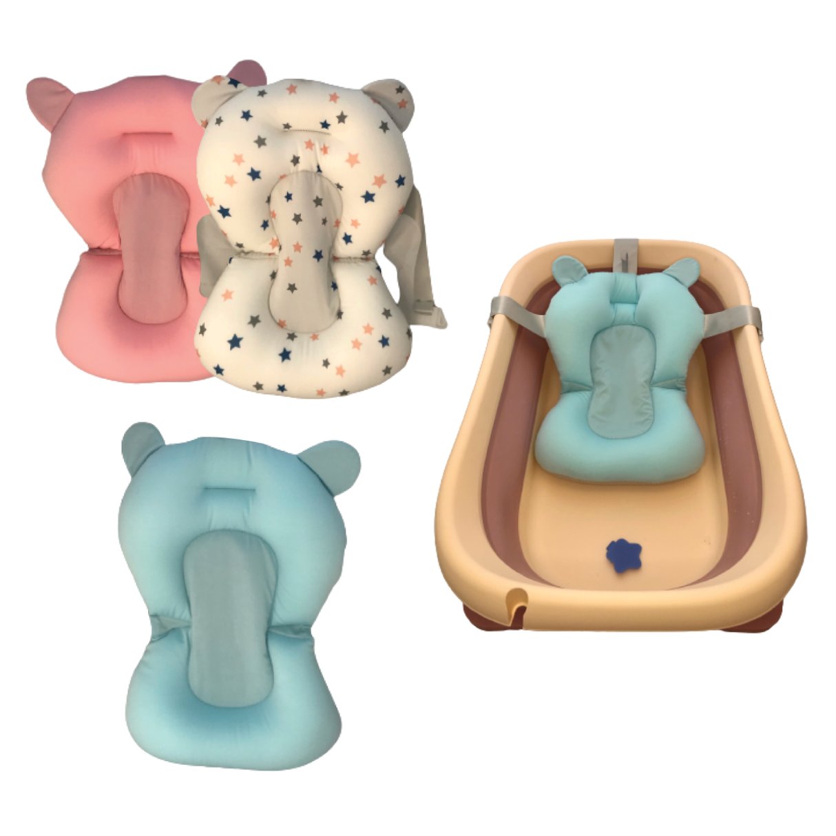Foldable Bath Pillows - White, Pink, Blue - Green Shop Online