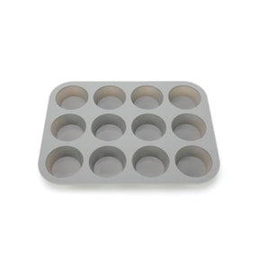 Silicone Muffin Pan - 12 Cup - Grey - Green Shop Online