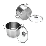 Stockpot 28x21.5 cm / 13.2 LTR with glass lid (stainless steel) - Green Shop Online