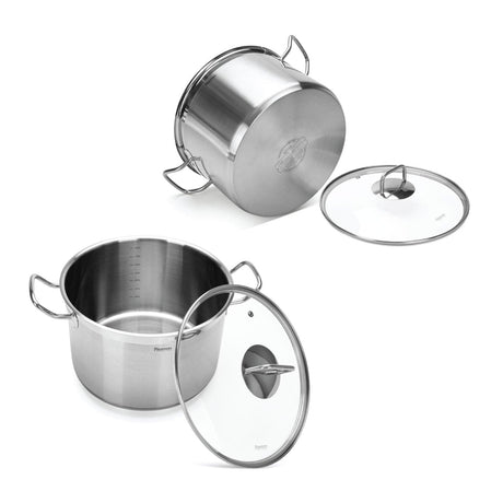 Stockpot 28x21.5 cm / 13.2 LTR with glass lid (stainless steel) - Green Shop Online