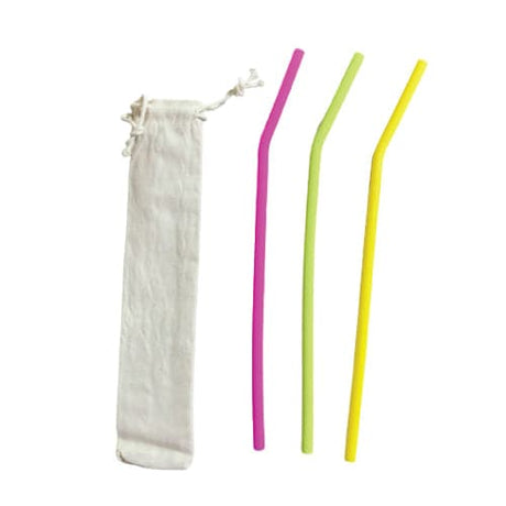 Silicone 6mm Straws – Bent 3 colours - Green Shop Online