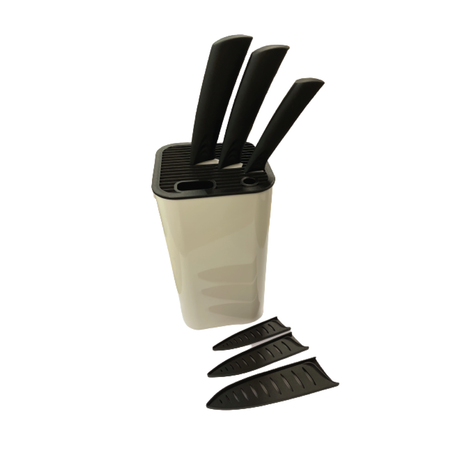 3 Piece Ceramic Knife and a Free White Gloss Holder - Green Shop Online